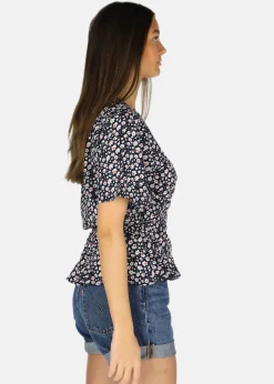 Seaside Sankt Claud Wrap Top W Navy Flower