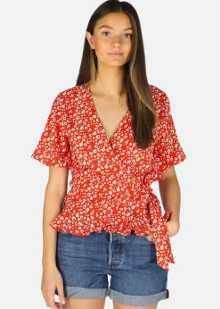 Outlet Seaside Sankt Claud Wrap Top W Red Flower