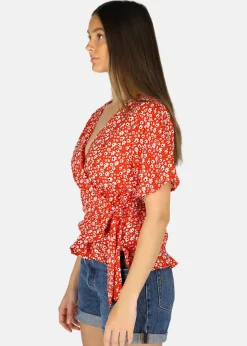 Outlet Seaside Sankt Claud Wrap Top W Red Flower
