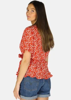 Outlet Seaside Sankt Claud Wrap Top W Red Flower