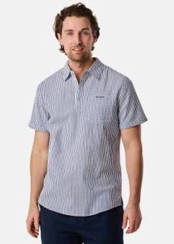 Best Seaside Seersucker Pique Shirt Navy
