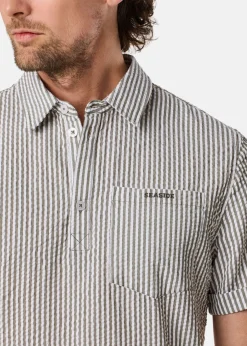 Seaside Seersucker Pique Shirt Olive