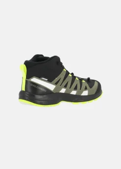 Discount Salomon SHOES XA PRO V8 MID CSWP J Bla Black/Deep Lichen Green/Safety Yell