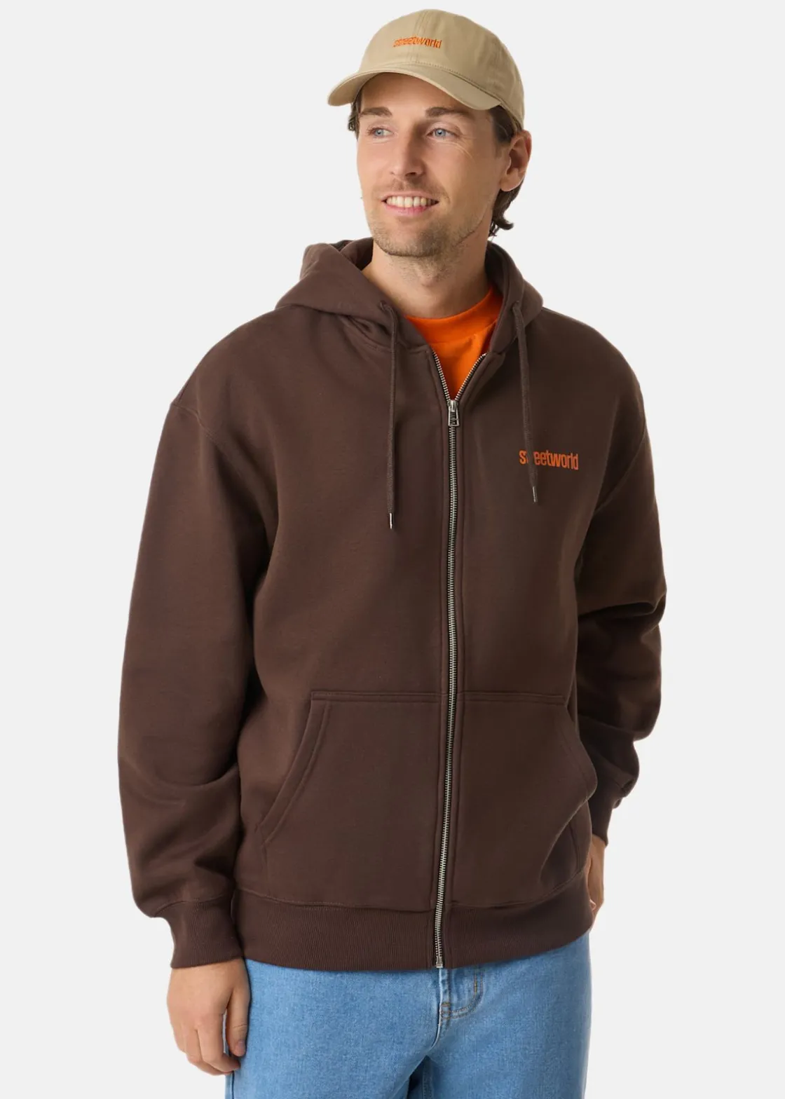 Outlet Streetworld Classic Zip Hoodie Brown