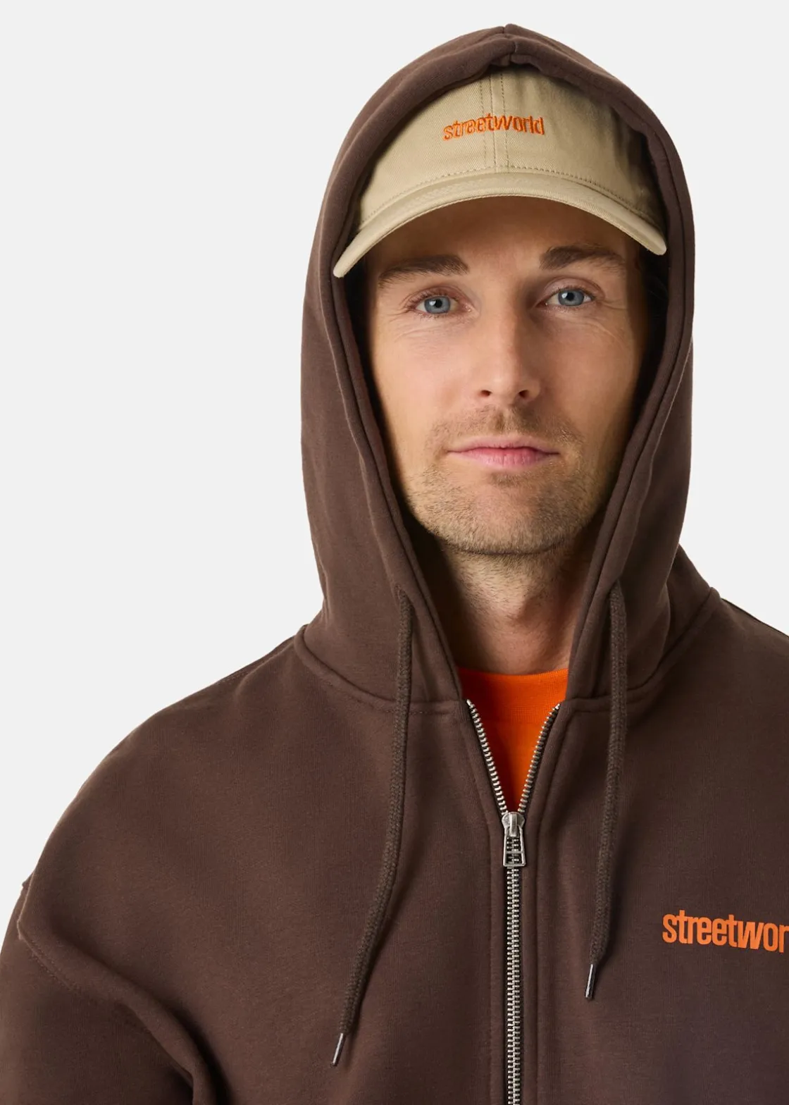 Outlet Streetworld Classic Zip Hoodie Brown