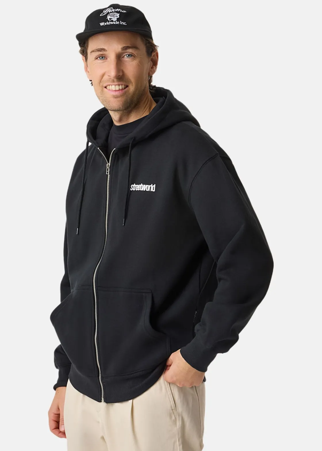 Hot Streetworld Classic Zip Hoodie Black