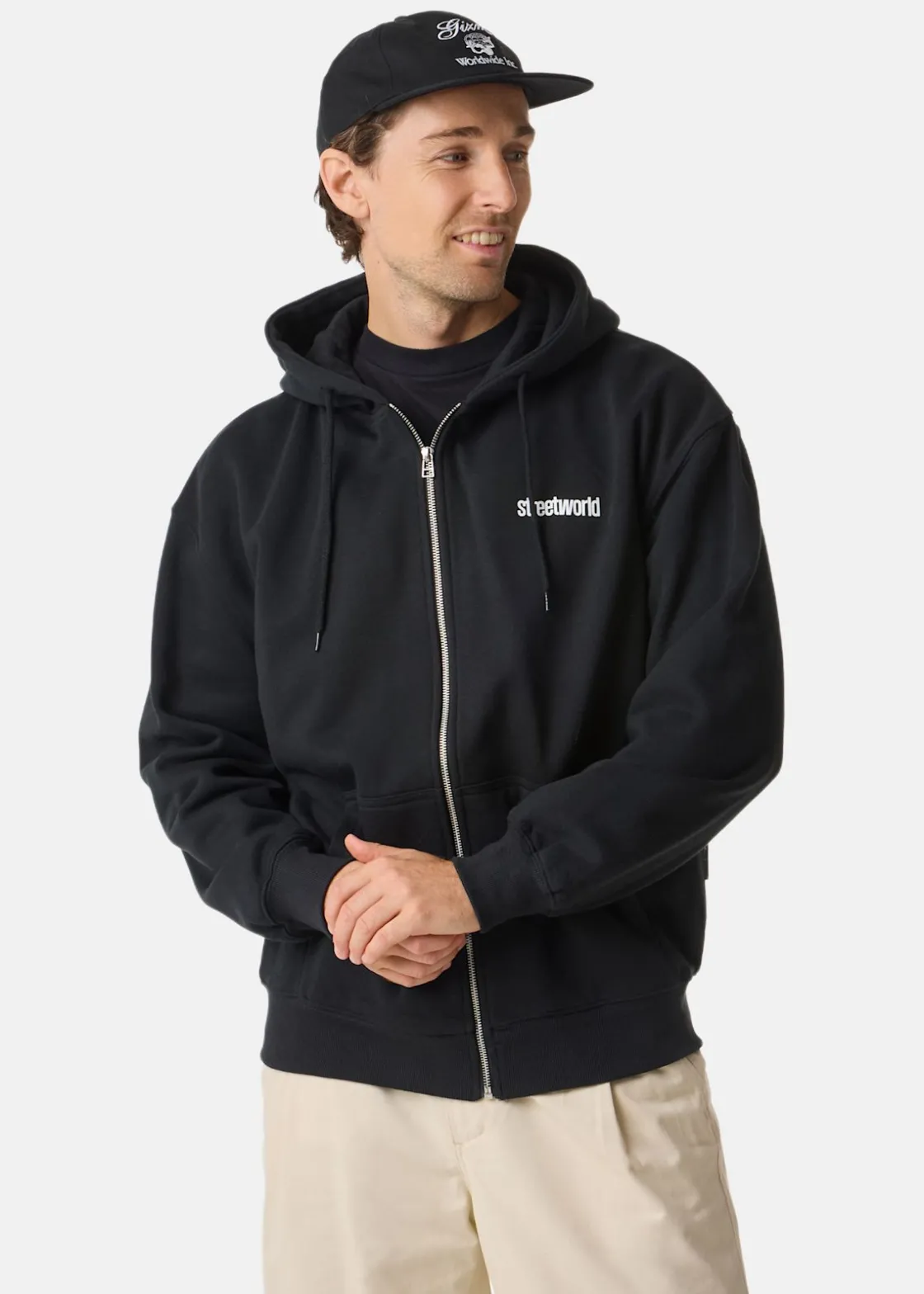 Hot Streetworld Classic Zip Hoodie Black