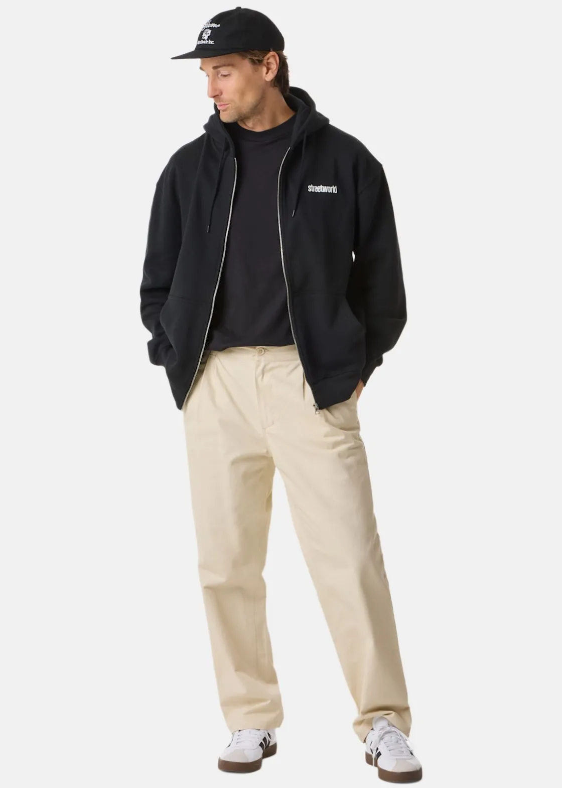 Hot Streetworld Classic Zip Hoodie Black