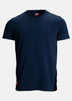 Discount Huski Wear Striped Logo Tee Navy Blue