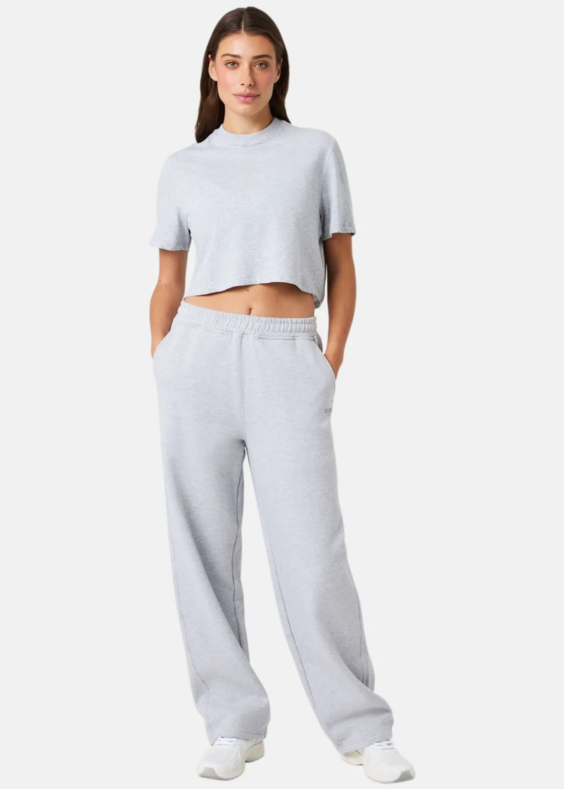 Björn Borg STUDIO OVERSIZED CROPPED T-SHI LIGHT GREY MELANGE
