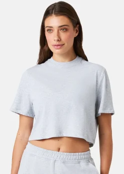 Björn Borg STUDIO OVERSIZED CROPPED T-SHI LIGHT GREY MELANGE