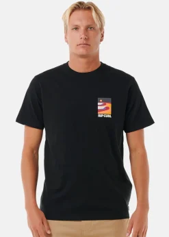 Best Rip Curl SURF REVIVAL LINED UP TEE BLACK