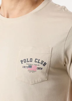 Clearance Saint Vincent Texas Tee (Bröstficka) Beige