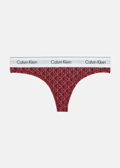 Calvin Klein THONG SEAMLESS EMBLEM+DARK BERRY