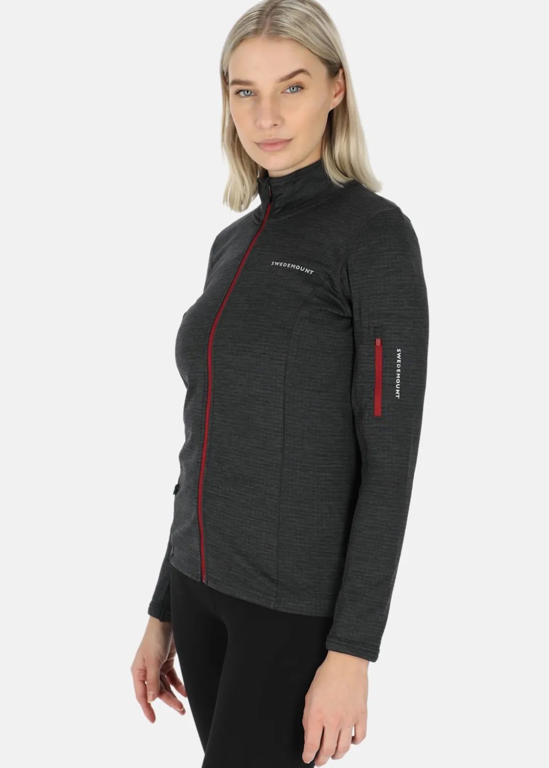 Hot Swedemount Trail Stretch Fullzip W Charcoal Melange/Burgundy
