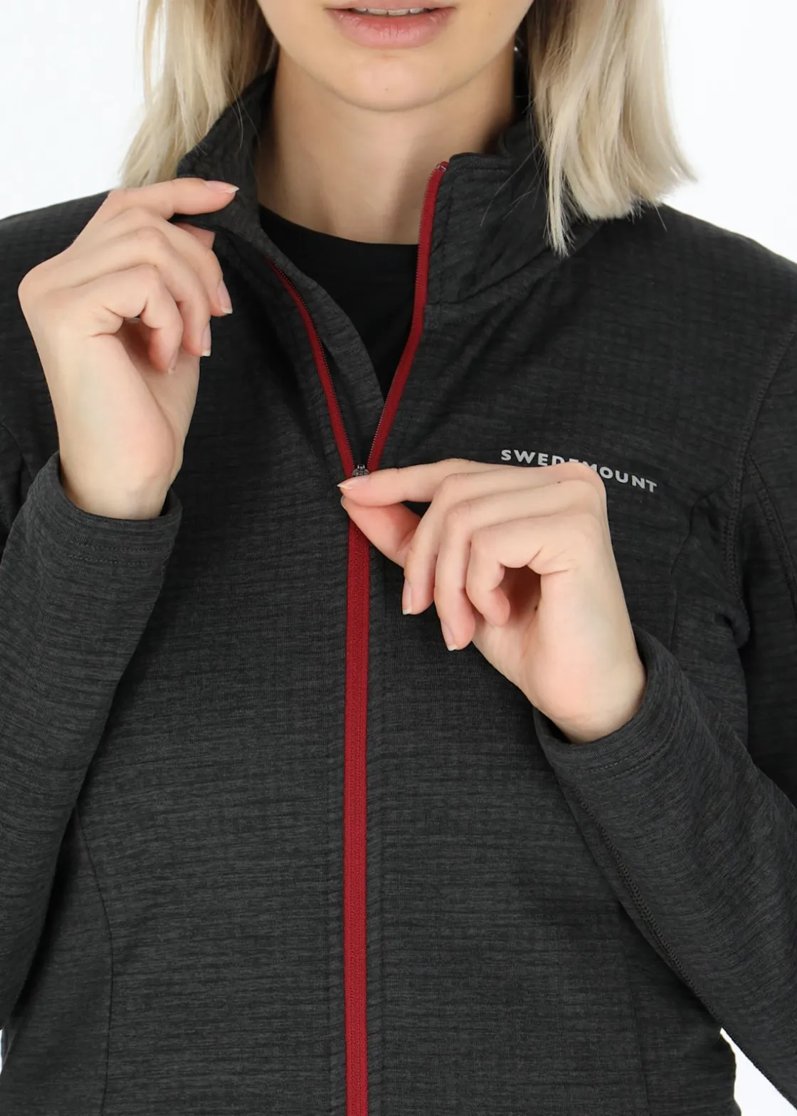 Hot Swedemount Trail Stretch Fullzip W Charcoal Melange/Burgundy
