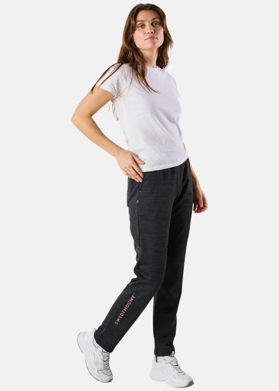 Best Swedemount Training Logo Pants W II Charcoal Melange/Dusty Rose