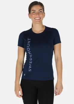 Clearance Swedemount Training Logo Tee W Navy Melange/Lt Blue Melange