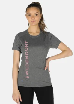 Best Swedemount Training Logo Tee W Dk. Grey Melange/Lt. Pink