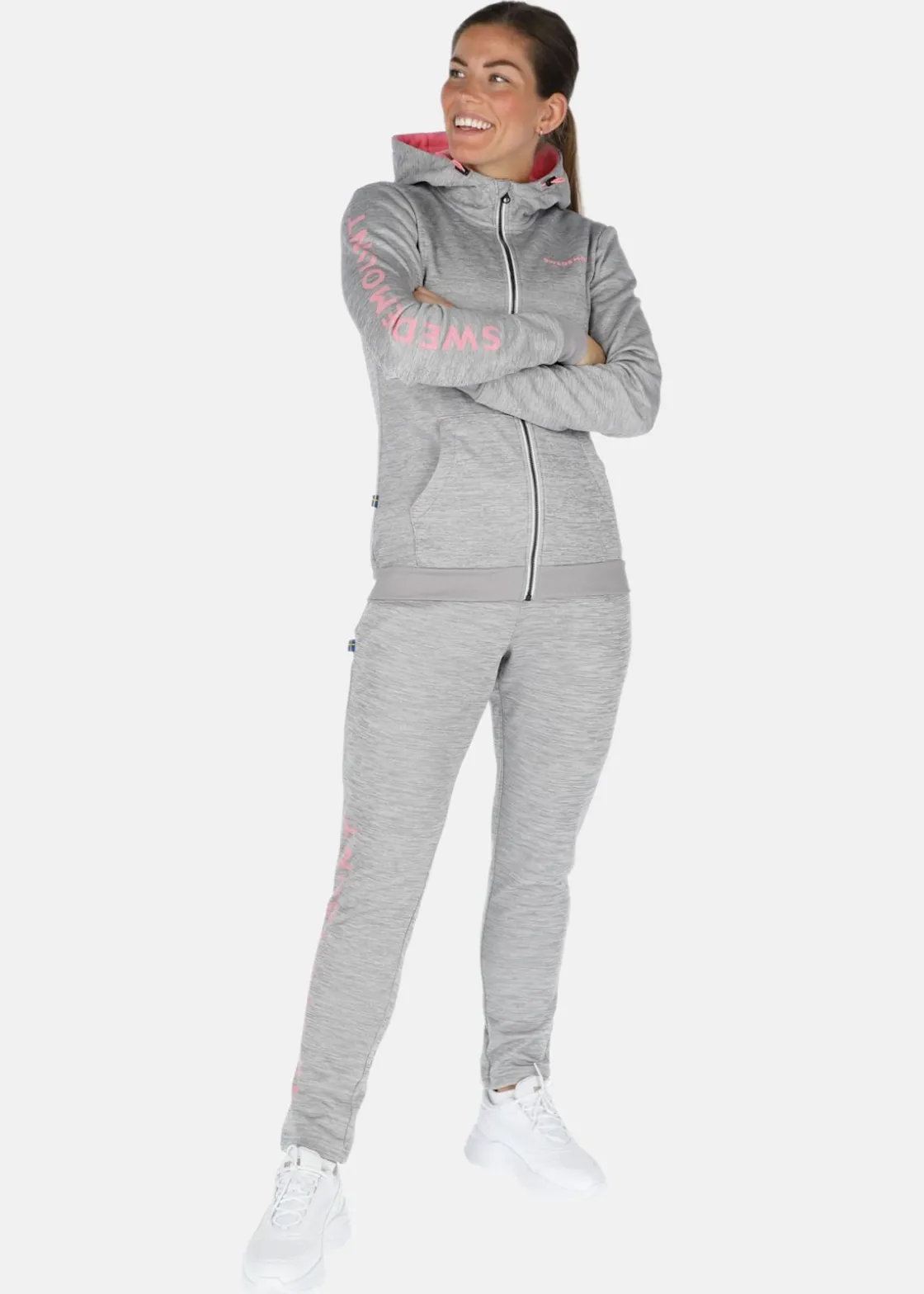 Best Swedemount Training Logo Zip hood W Lt. Grey Melange/Lt. Pink