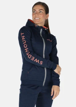Discount Swedemount Training Logo Zip hood W Navy Melange/Apricot Melange