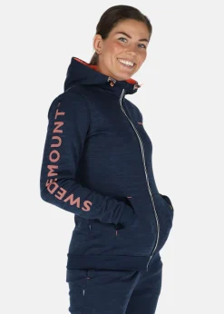Discount Swedemount Training Logo Zip hood W Navy Melange/Apricot Melange