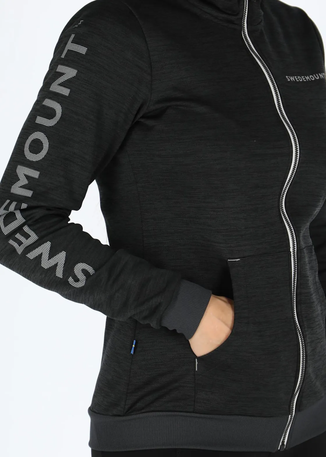 New Swedemount Training Logo Zip hood W Charcoal Melange/Lt. Grey Melange