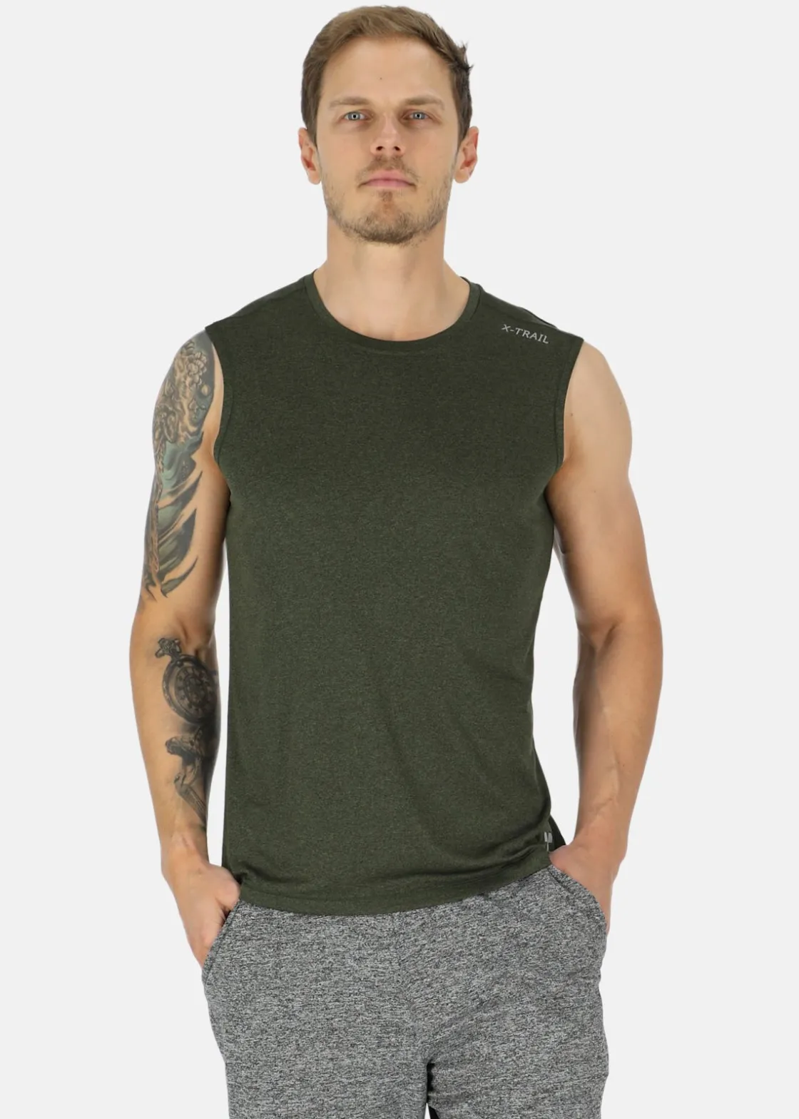 Best X-trail Training Singlet II Olive Melange
