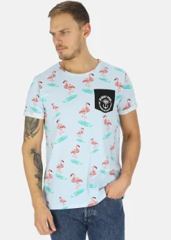 Best Blount & Pool Tropical Pocket Tee Lt. Blue Surfing Flamingo