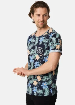 Best Blount & Pool Tropical Pocket Tee Navy Hibiscus AOP