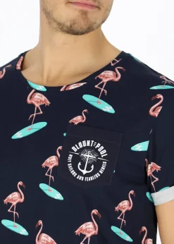 Online Blount & Pool Tropical Pocket Tee Navy Surfing Flamingo