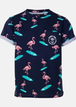 Clearance Blount & Pool Tropical Pocket Tee JR Navy Surfing Flamingo