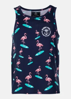 Discount Blount & Pool Tropical Singlet Navy Surfing Flamingo