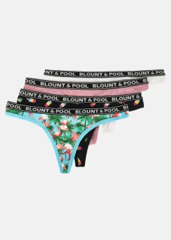 Best Blount & Pool Tropical String 4-pack Black Ice Cream/Dusty Rose/Turquoise Flamingo/ White
