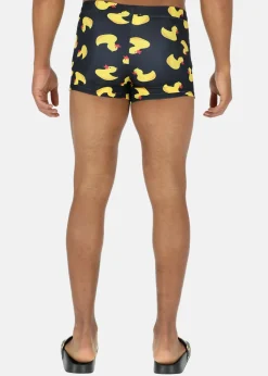 Outlet Blount & Pool Tropical Swim Trunk Black Yellow Duck