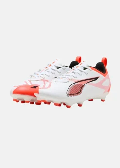 Clearance Puma ULTRA 5 PLAY FG/AG Jr PUMA White-PUMA Black-Glowing Red