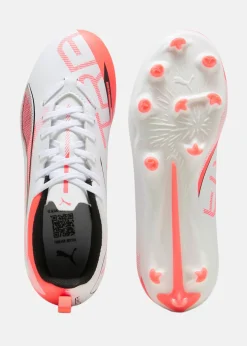 Clearance Puma ULTRA 5 PLAY FG/AG Jr PUMA White-PUMA Black-Glowing Red