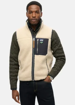 Superdry VINTAGE RETRO FLEECE GILET Oatmeal Beige