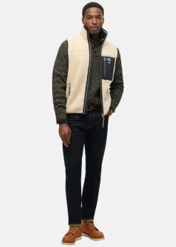 Superdry VINTAGE RETRO FLEECE GILET Oatmeal Beige