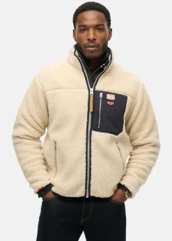 Superdry VINTAGE RETRO FULL ZIP FLEECE Oatmeal Beige