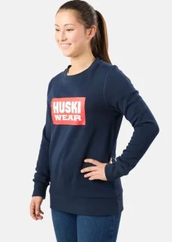 Huski Wear W Logo Crew Navy Blue