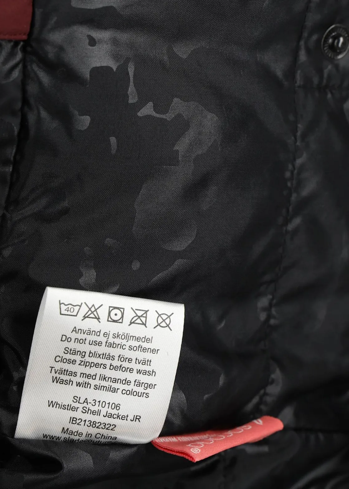 Clearance Slade Whistler Shell Jacket JR Burgundy